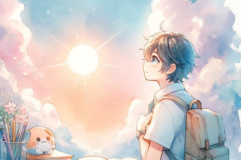 DALL·E 2023-11-22 15.36.24 - A watercolor and anime style illustration for a blog thumbnail about overcoming exam anxiety. The image features a serene, pastel-colored background w