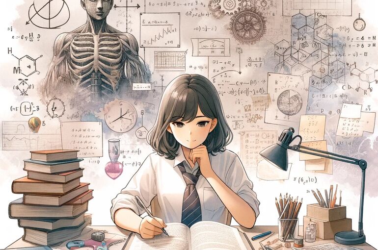 DALL·E 2023-12-19 11.37.47 - A watercolor and anime-style illustration for a blog thumbnail about overcoming academic challenges. The image features a determined student, an Asian