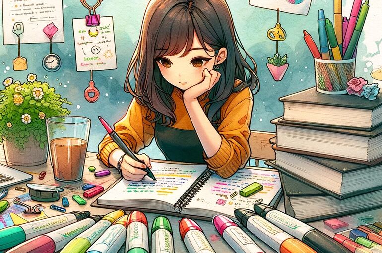 DALL·E 2023-12-19 09.34.11 - A creative and inspiring thumbnail for a blog post about effective study methods. The image should feature a student sitting at a desk, surrounded by 
