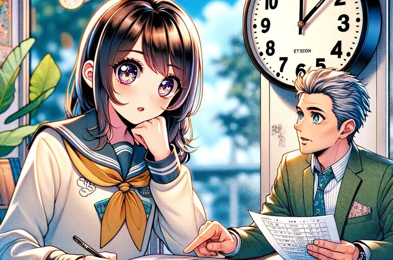 DALL·E 2023-12-23 10.35.16 - A Japanese anime-style illustration showing a student sitting at a desk, surrounded by books and test papers, looking thoughtful and determined. The s